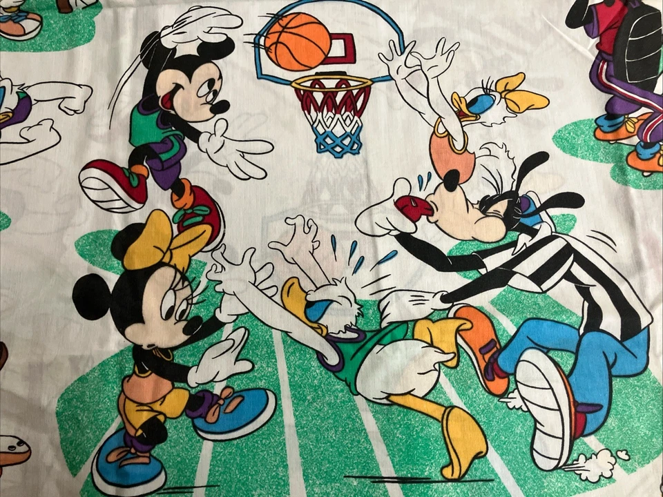 Sábana plana deportiva Mickey Mouse & Friends tamaño doble vintage del Pacífico hecha en EE. UU. Foto 2 de 4