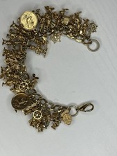 Disney Donald Duck Gold Toned Dangle Charm Bracelet Heavy At 101.8 Grams