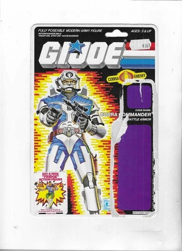 COBRA COMMANDER  Vintage GI Joe Full Card Back Uncut File Card  Hasbro ARAH