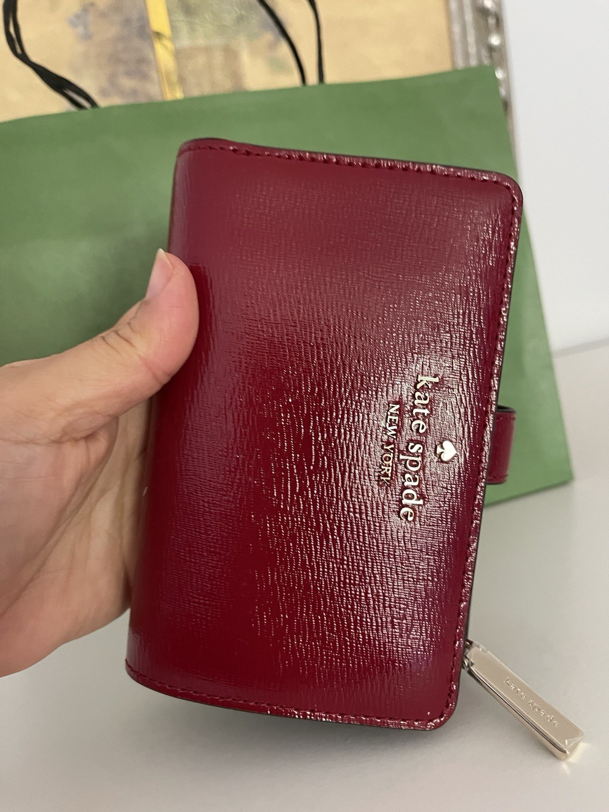 NWT KATE SPADE Madison Medium Compact Bifold Wallet In Red Jam