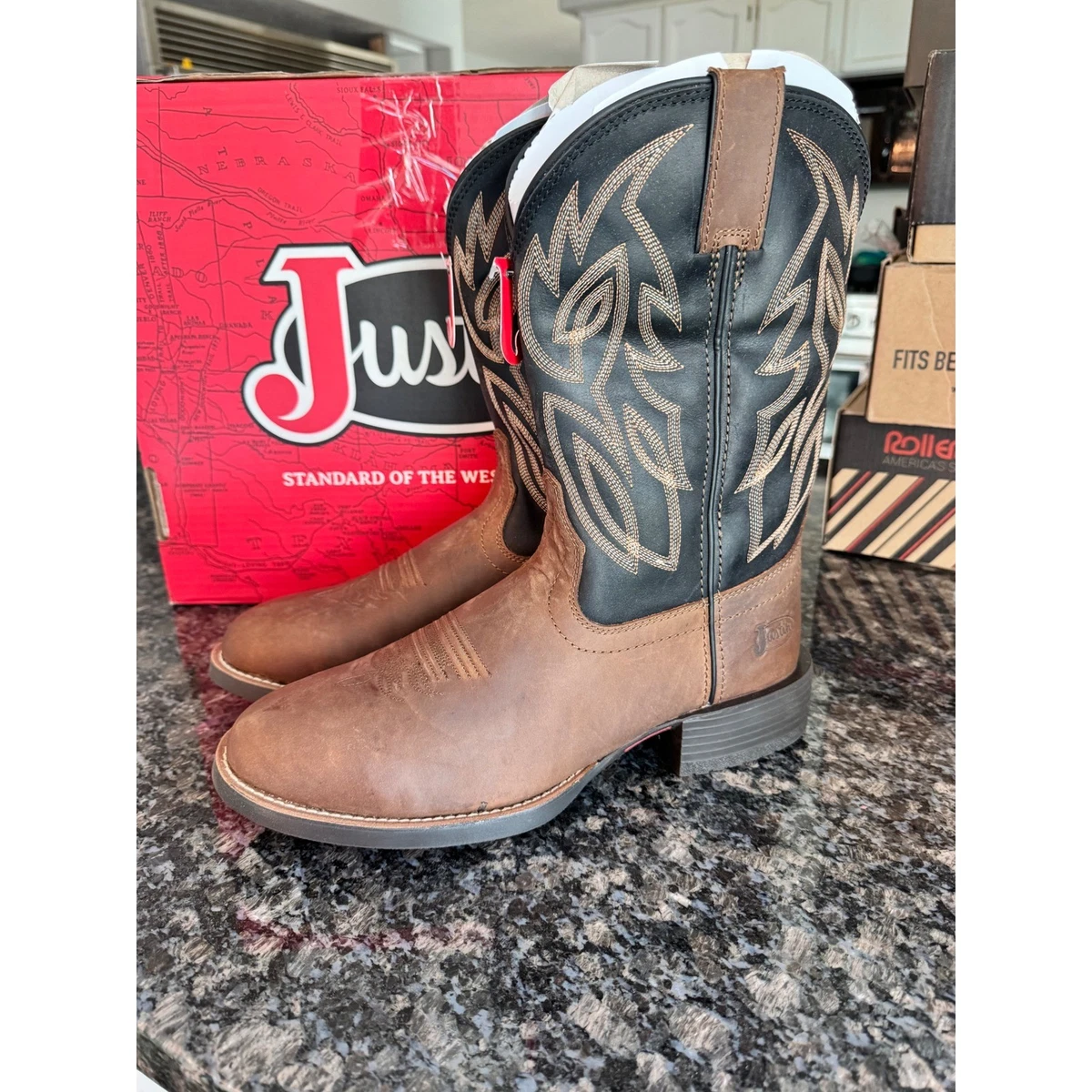 Justin Boots Mens 10.5D Brown Leather Western Cowboy Riding Rancher 2252 Justin 11.5 B Mens Western Cowboy Brown | Mercari main image 3