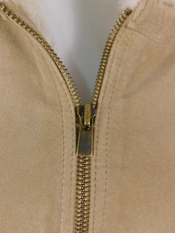 Croft & Barrow куртка женщин большой желтовато-коричневый замши с капюшоном шерпа с подкладкой полный молнии пальто - Изображение 2 из 4