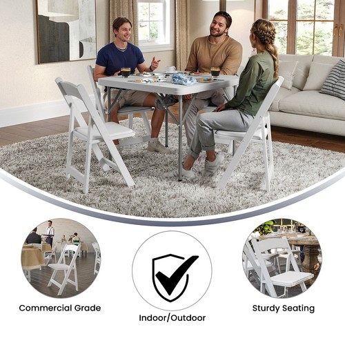 Flash Furniture Wood Folding Chair with Vinyl Padded Seat White XF2901WHITE - Picture 3 of 9