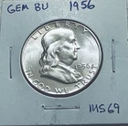 1956 franklin half dollar GEM BU Perfect In Obverse N Reverse Full 🔔 Bell Lines