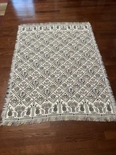 VTG Crown Craft Throw 65”x50” Hearts Pineapples Wheat Flowers USA
