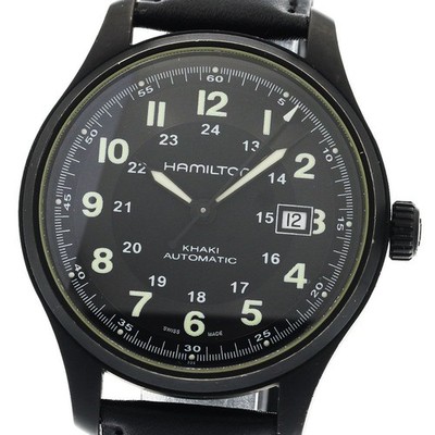 Hamilton Khaki Field Automatic Mens Watch 42mm Titanium Leather wrist 18cm