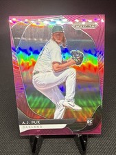 2020 Panini Prizm A.J. Puk 194 Purple Prizm RC Oakland Athletics