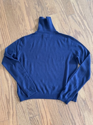 Pull femme Lauren Ralph Lauren soie cachemire taille M bleu marine col roulé luxe - Photo 5/10