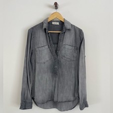 Bella Dahl - Tencel Super Soft Washed Out Gray Long Sleeve Button-Up Shirt