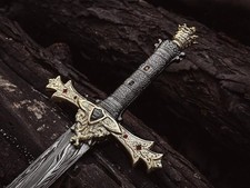 Hand Forged Damascus Steel Viking Sword Personalized Display Sword