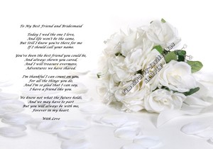 A4 To My Best Friend And Bridesmaid Wedding Thank You Poem