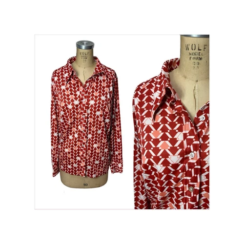 1970s nylon disco shirt with arrow print Size XL Plus size