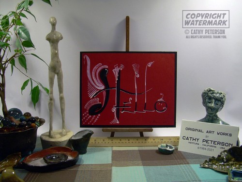 Hello 2015 C Peterson * Original Painting * Typography Calligraphy Fancy Letters - Picture 2 of 12