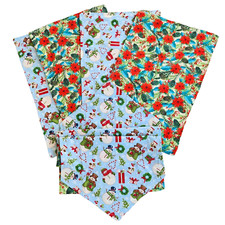 Handmade REVERSABLE Table Runner 4 Placemats Snowman Pine Cone Poinsettia Holly