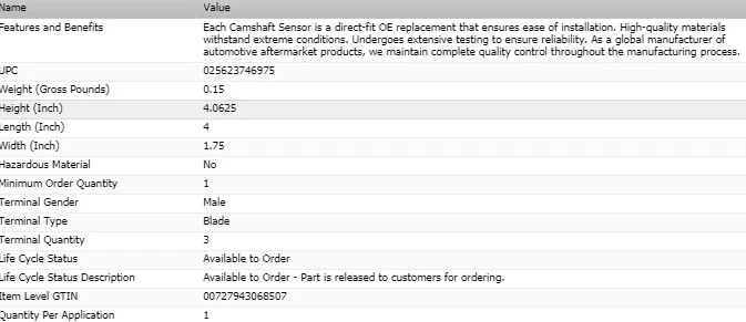 Sensor de posición del árbol de levas ESTÁNDAR para Dodge Caravan 2003-2007 Foto 2 de 4
