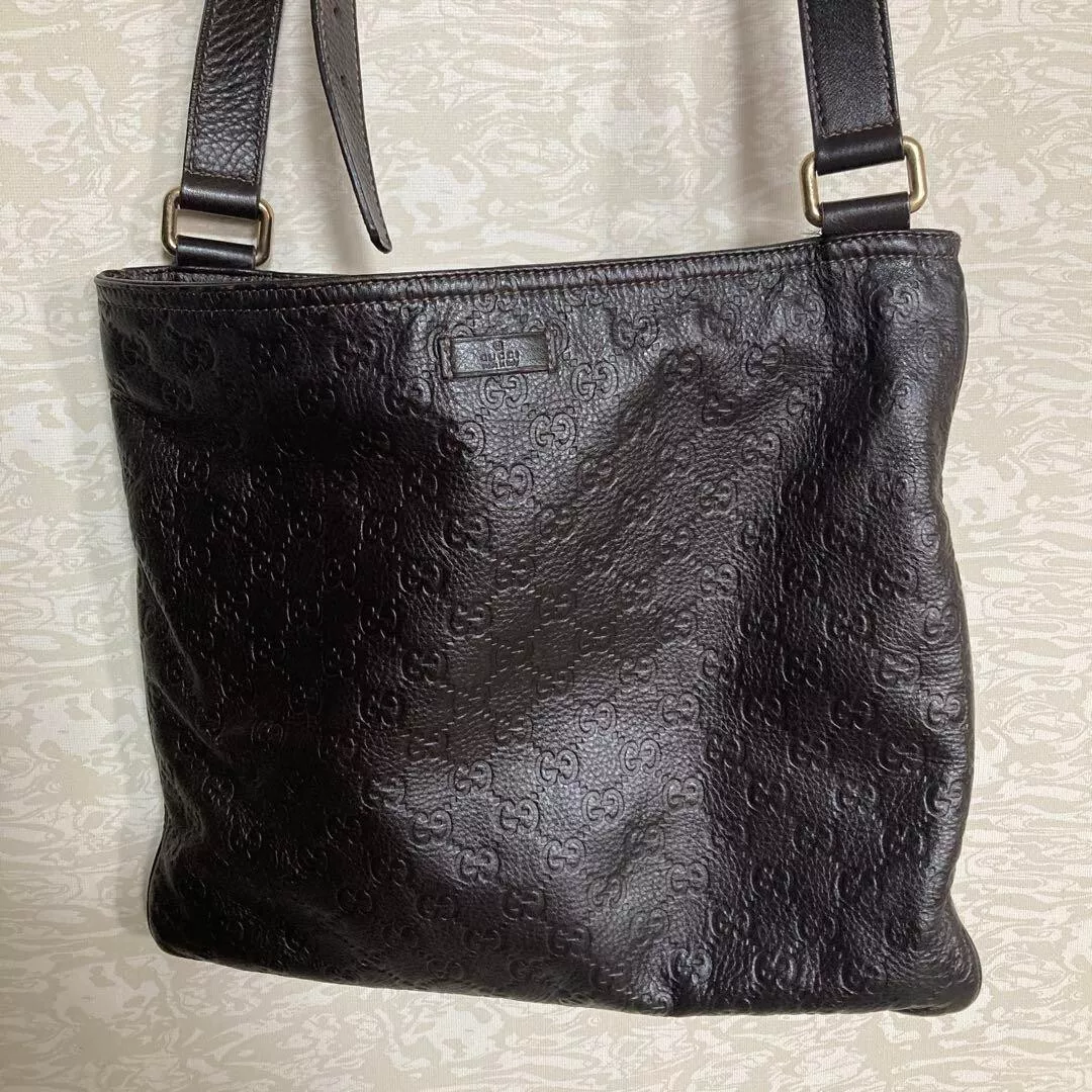 Sac bandoulière Gucci GG Shima bandoulière matériel or 201446 204991 cuir marron
