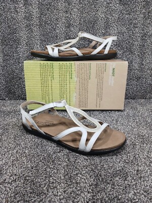 New Naot Tamara White Gladiator Sandal Sz 42 / 11 Riveted Hook Loop Cork Leather