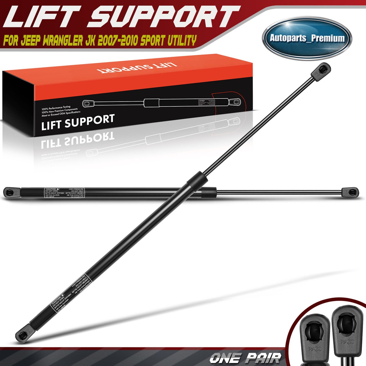 1 Pair Rear Window Glass Lift Supports Struts Shocks For Jeep Wrangler