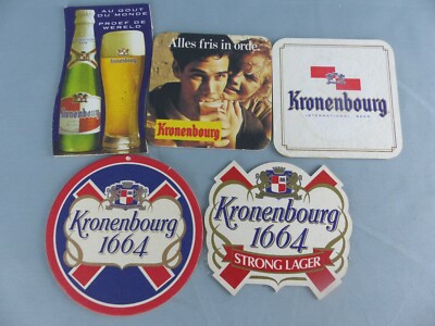Lot of 5 SOUS BOCK different KRONENBURG 1664 EXPORT coaster Bierdeckel F66