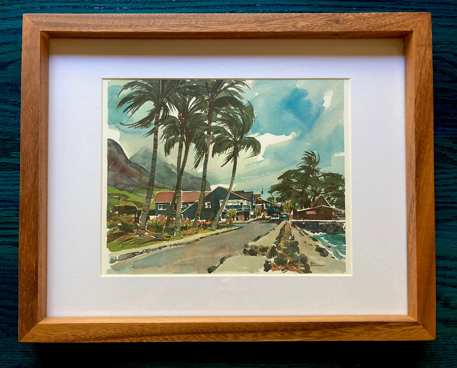 Vintage Lahaina, Maui, Hawaii framed art • Vern Tremewen’s Watercolor