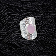 Rose Chalcedony Gemstone 925 Sterling Ring Handmade Jewelry Ring Gift For Girls