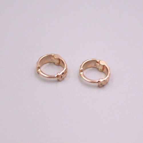 Pure Au750 18K Rose Gold Women Lucky Full Star Earrings Hoop 0.6-0.7g 7*2.1mm - Picture 2 of 5