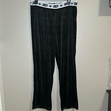 Juicy Couture black velvet velour loungewear pants women  s size large