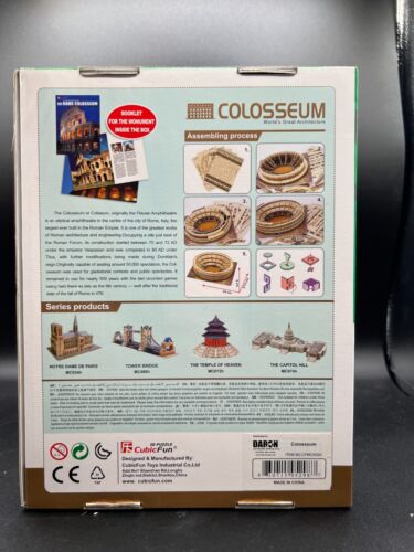 CubicFun Roman Colosseum 3D Puzzle 84 Pieces Finished Size 13.4" x 10.8" x 3.1" - Picture 2 of 4