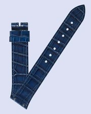 Ecclissi 20mm x 16mm Blue Alligator Grain Leather Strap with screw holes 10456