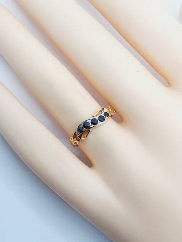 Fancy 9ct Rose Gold Sapphire Wave Half Eternity Band Ring Size L 3/4 Hallmarked - Picture 19 of 23