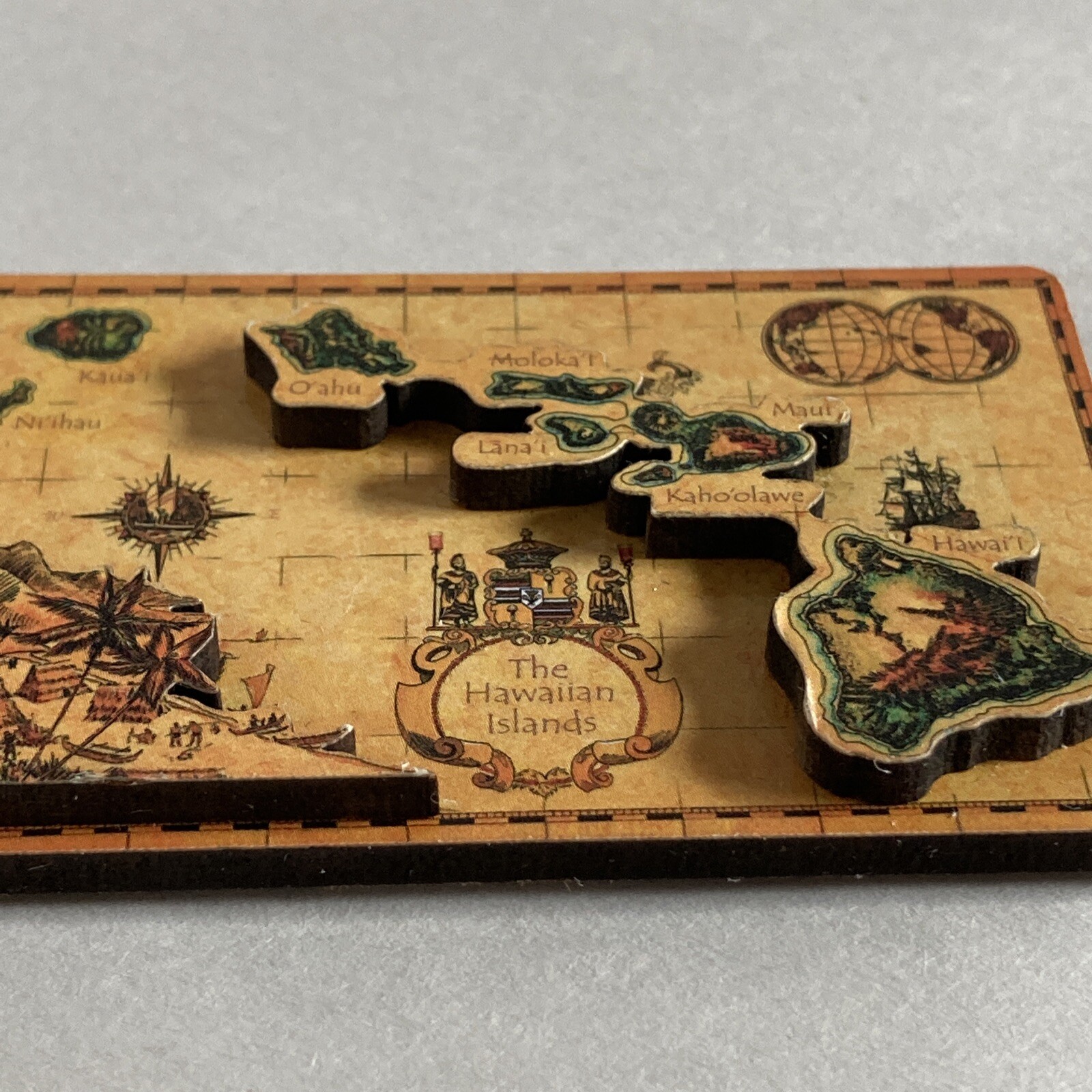 Hawaii Map Souvenir Magnet Ron Croci Sandwich Isles - Raised Design