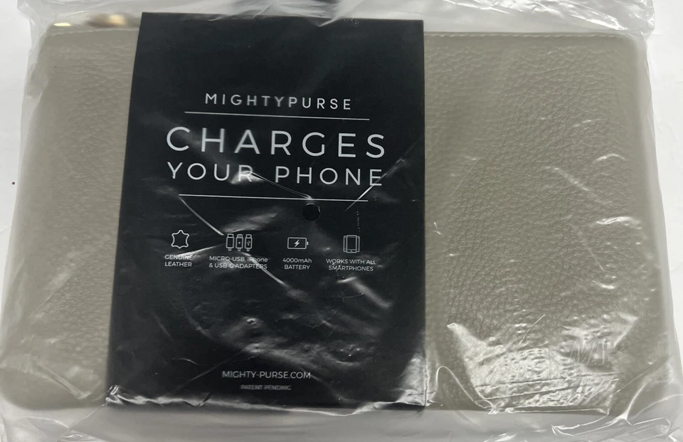 Cartera Mighty Cuero Genuino Gris y Marrón Cargador de Teléfono Cartera Elige Tu Color. Foto 3 de 4