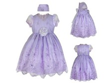 Baby Toddler Girl Pageant Wedding Formal Party Flower Lavender Lilac Dress 0-36M