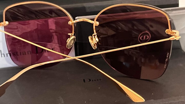 Christian Dior Empire DDBU1 Square Gold Titanium Frame Sunglasses