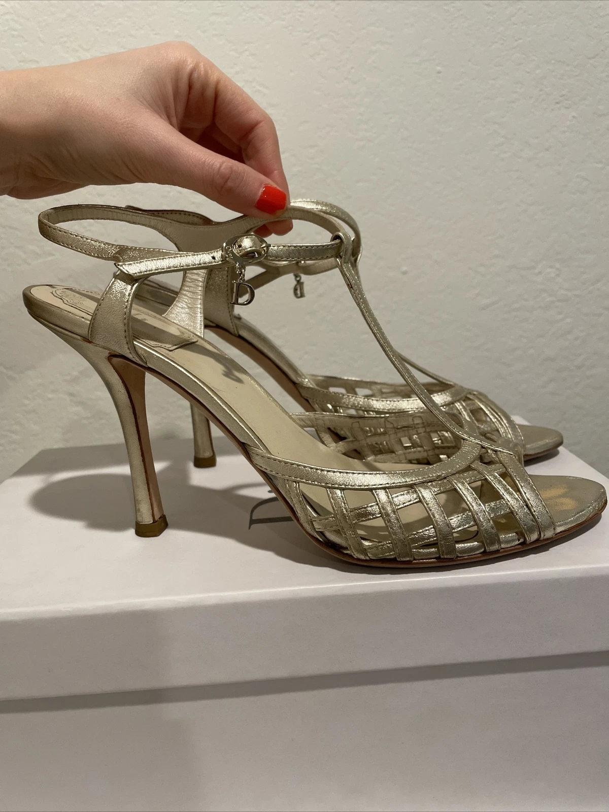 Sandales à lanières Christian Dior Whisper Salomé 10 Or