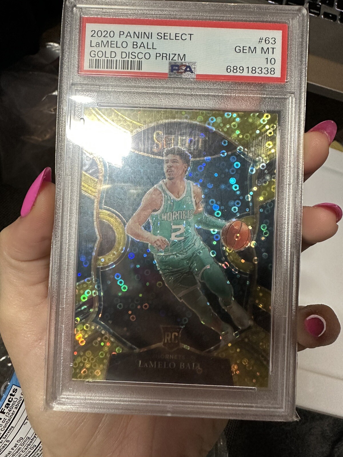 2020 SELECT LAMELO BALL #63 GOLD DISCO PRIZM RC ROOKIE #06/10 PSA 10 MINT