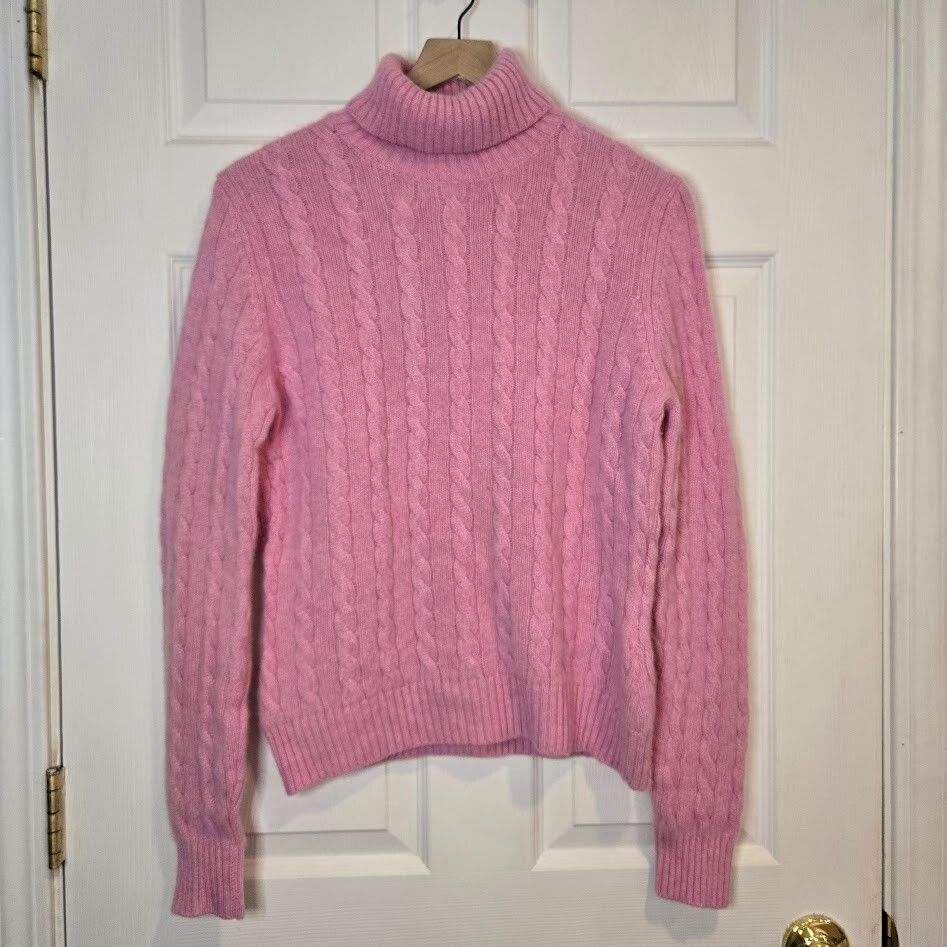 Lands End Women's Size M Cashmere Cable Knit Turtleneck Sweater