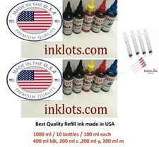 10 Pack Universal inkjet Refill Ink Bottles with E tank SmarTank MegaTank