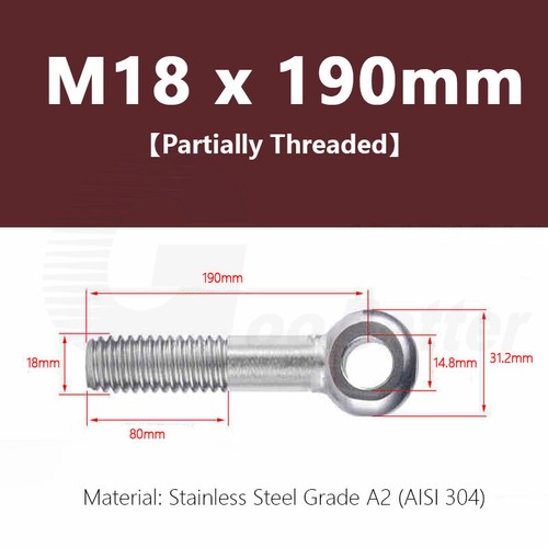 Forged Eye Bolt M5 - M24 Catenary Wire Hanging Screws DIN 444 Stainless Steel A2 - Picture 123 of 152