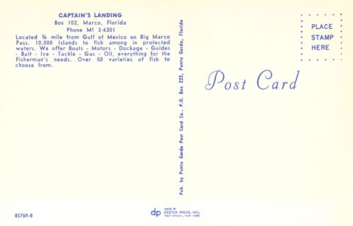 Postal N31 1964 FL Marco Island Captains aterrizaje vista aérea como nueva - Imagen 2 de 2