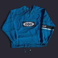 Le Coq Sporting Box Logo Royal Blue  Black Hockey Drawstring Hoodie Size XL