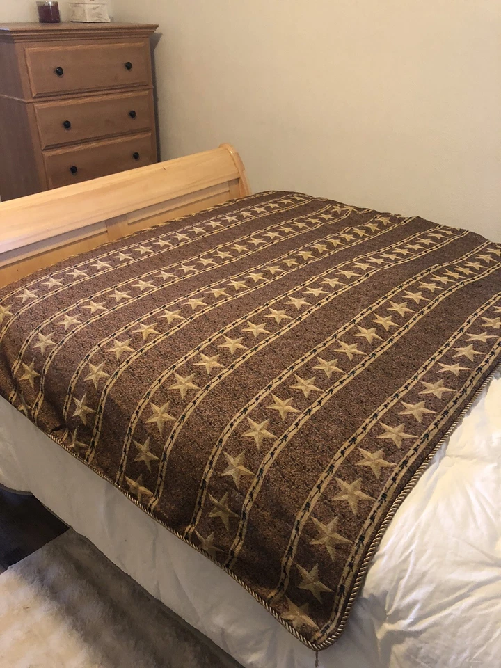 Кантри коричневый деревенский звезда плед жаккард веревки отделки текстурированные кисточки - Изображение 3 из 4