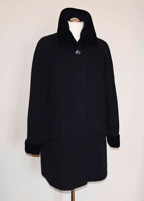 Woolmark Blend 80% Schurwolle Mantel Gr.42 schwarz  