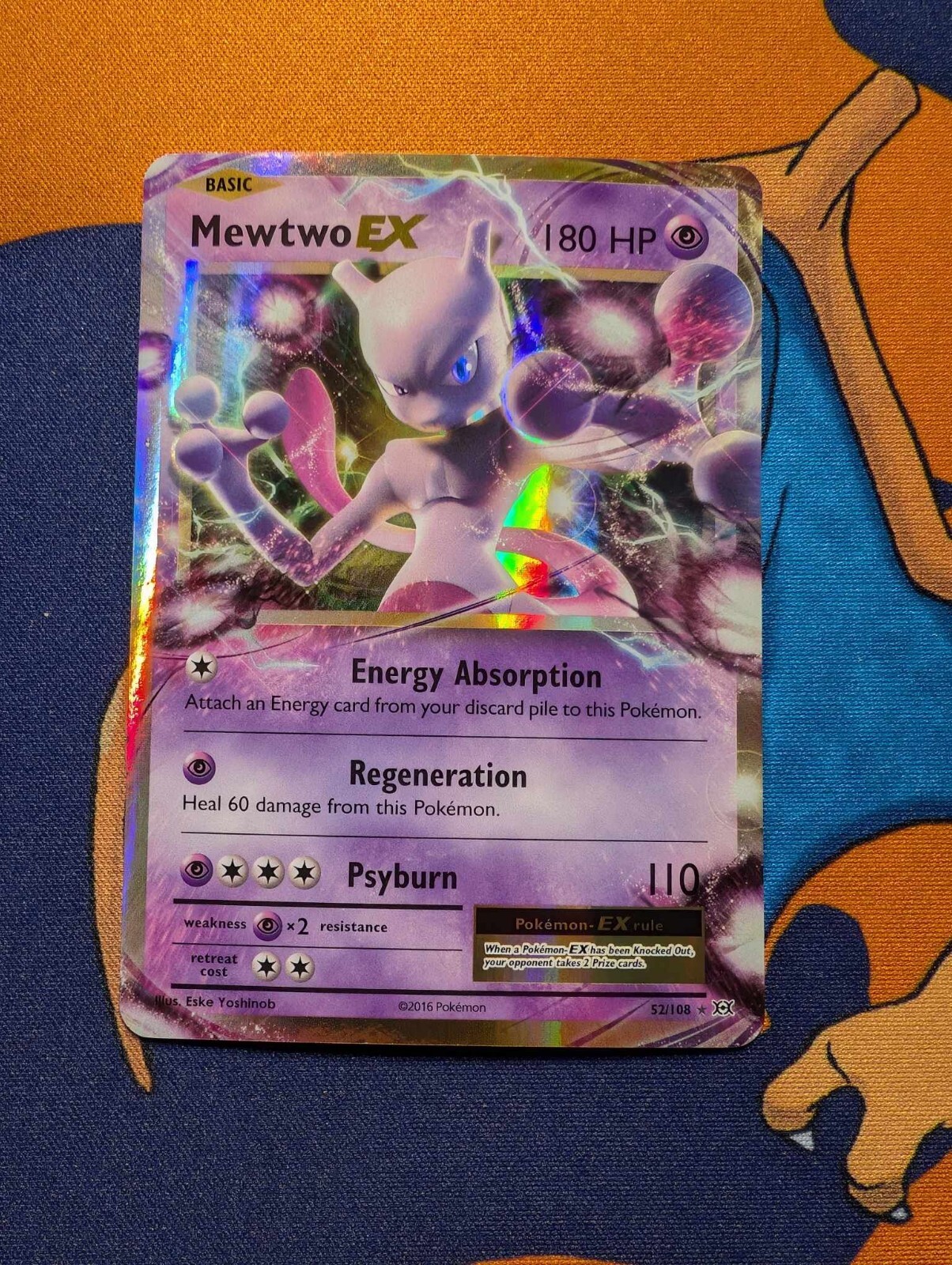 2016 - Mewtwo EX 52/108 - XY Evolutions - Holo Ultra Rare - Pokemon Card NM