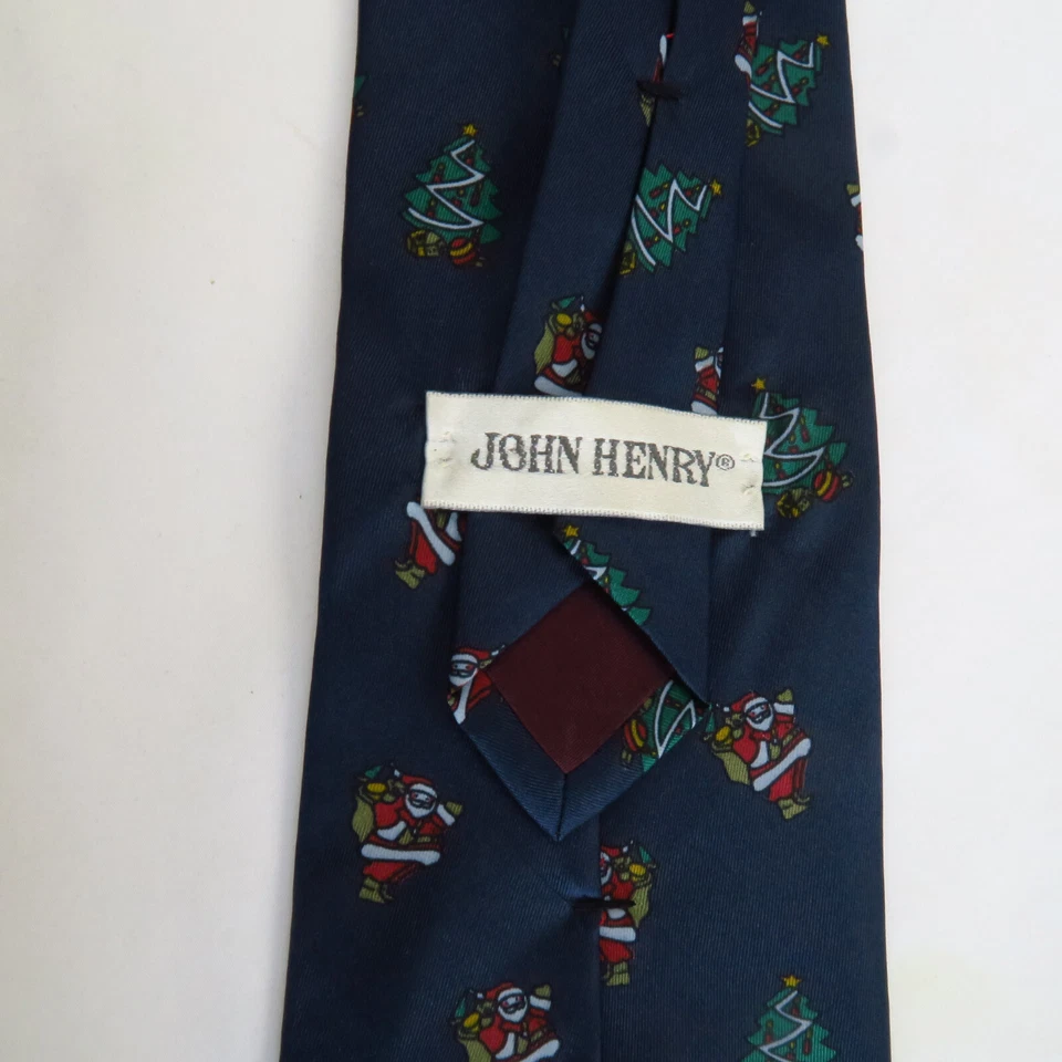 De colección John Henry Azul Navidad Papá Noel Árbol Foulard Patrón 57x3.75 Vacaciones Foto 3 de 4