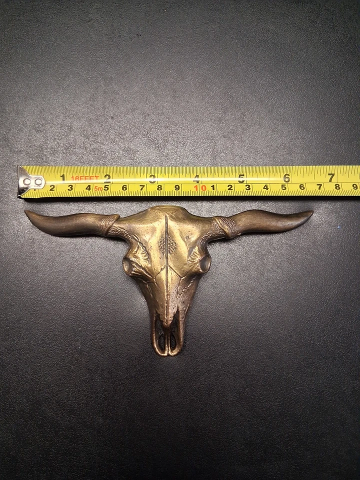 Texas Longhorn 7" Solid Brass Belt Buckle Bull Steer Cow Skull - Image 3 of 4