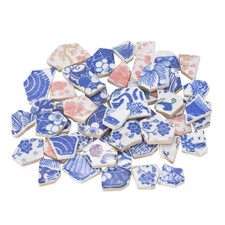 Irregular Ceramic Mosaic Tiles, 200g/0.44lb Broken Tiles, Blue/Pink Multi