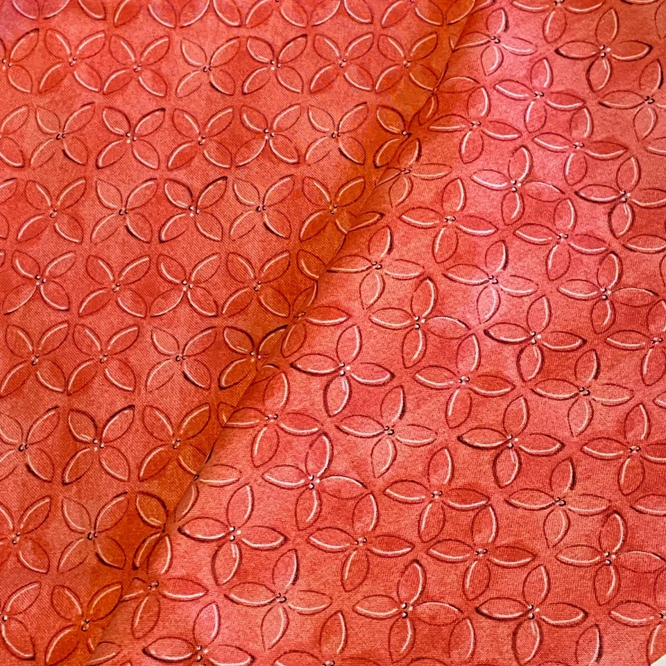 Tela geométrica coral polvorienta para acolchar tesoros algodón BTY Foto 2 de 4