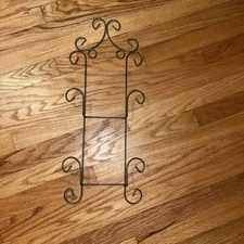 2-tier Vertical Wall Mount Decorative Plate Holder Gold/Tan Display Rack 2-Plate