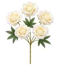 5 Head Artificial White Rose Bouquet